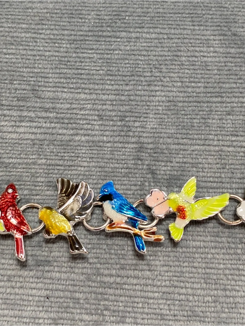Multicolor Enamel Bird Link Bracelet Magnetic Closure size 6.5 vintage - Picture 5 of 17